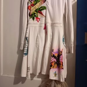 Ed Hardy White Dress with Colorful Butterfly Design